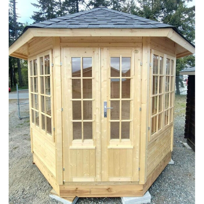 Patriot Pavilion painted blue with tan trim