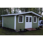 Room shed with double doors and tilt-and-turn window