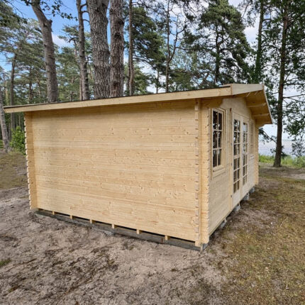 Shed kit with French doors and large windows