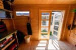 Silver State Studio wood shed with medium stain finish