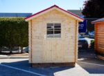Small shed interior designed for outdoor bathroom conversion