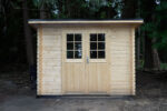 Outdoor storage shed for tools lawn equipment and garden gear