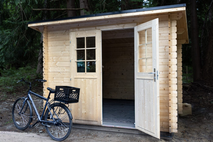 Settler Storage Shed with timber-style exterior