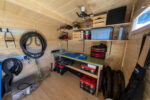 Backyard storage shed for tools and seasonal supplies