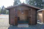 Hobby workspace inside a DIY shed structure