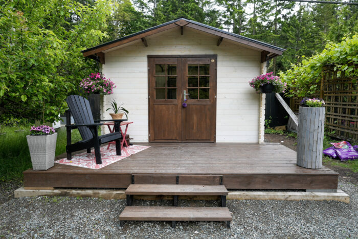 3-season cabin setup using a backyard studio bunkie