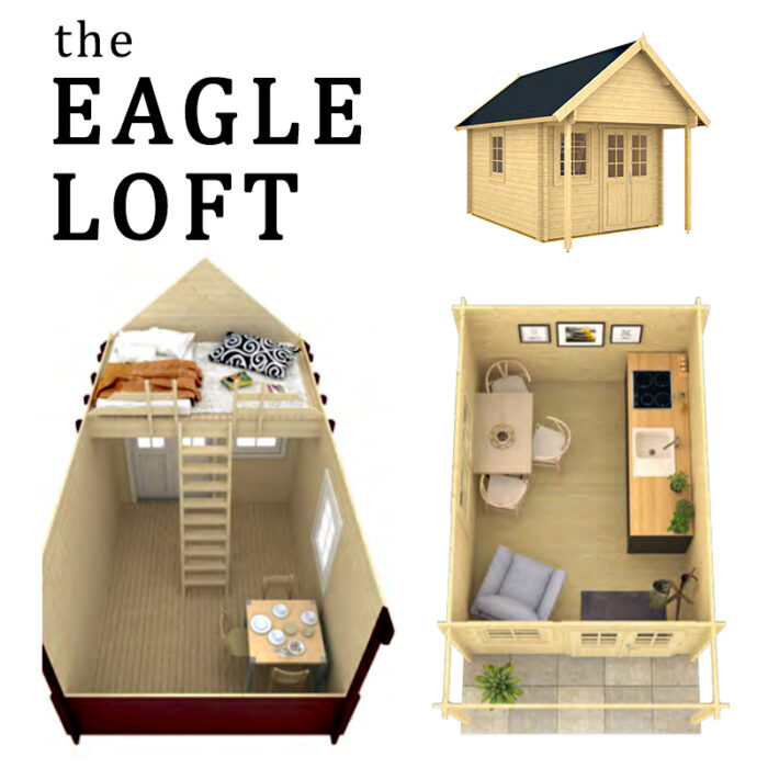 The Eagle Loft Bunkie bunkie cabin kit with loft space