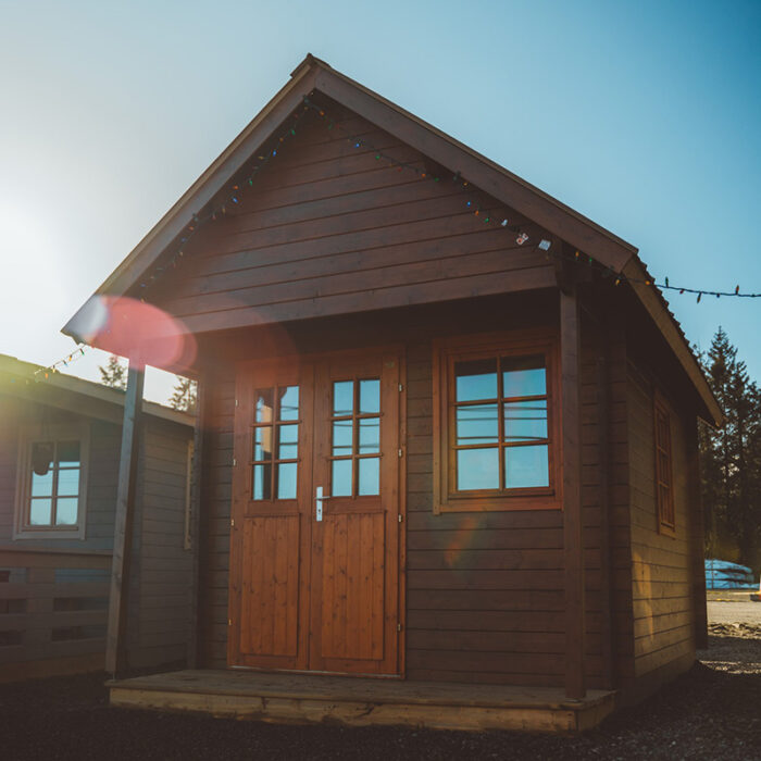 Interior of Eagle Loft Bunkie with ladder to loft