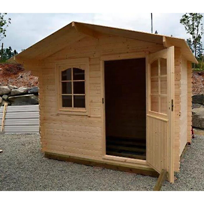 Compact wooden shed for small outdoor spaces