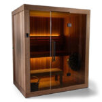 Glass front traditional dry sauna for indoor installation