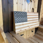 Cedar Sense wooden flag made from natural pine and western red cedar for sauna wall decor