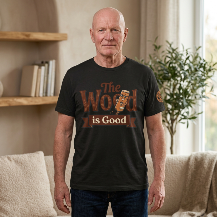 The Wood Is Good T‑Shirt | Cedar Sense Woodworking Tee | Bella Canvas High Quality Sauna Shirt for Men - Image 6