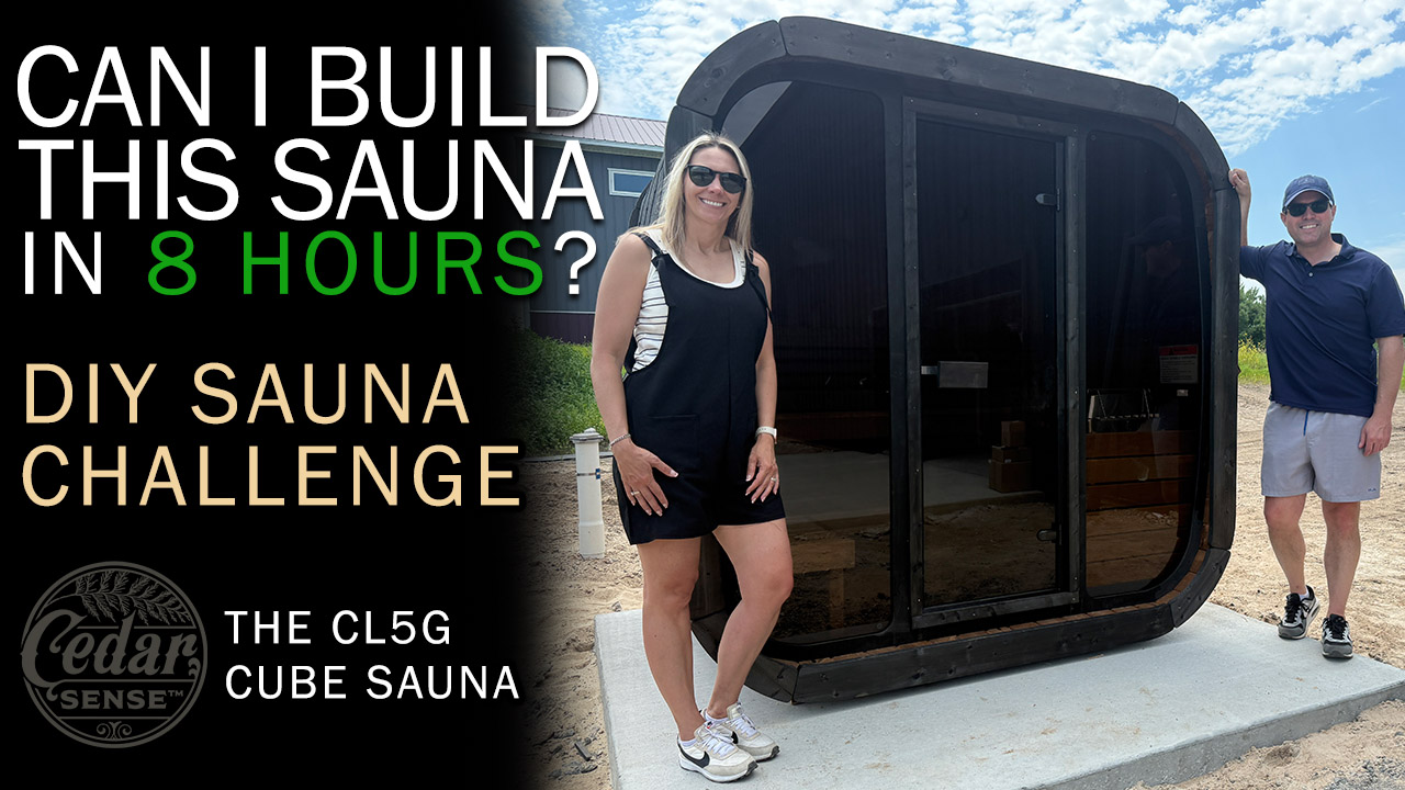 Cedar Sense Challenge playlist thumbnail showing an 8 hour DIY sauna challenge