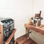 Matching Harvia sauna accessories in stainless steel