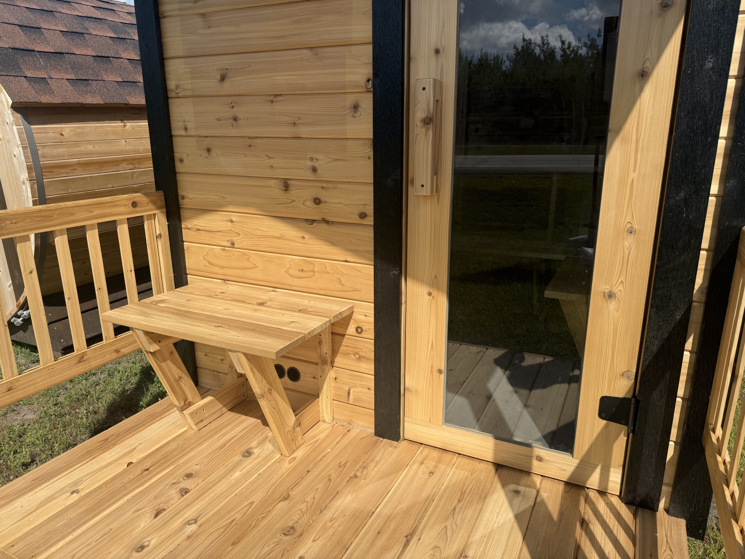 Nordheim Loki outdoor sauna with optional three-foot front porch