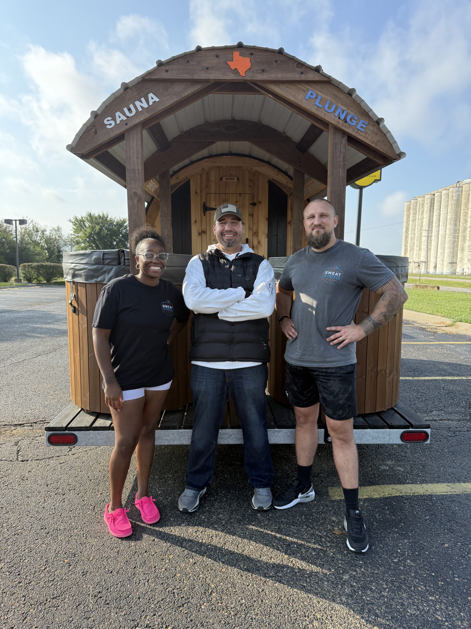 Sweat and Freeze Mobile Sauna project with Cedar Sense in Houston, Texas